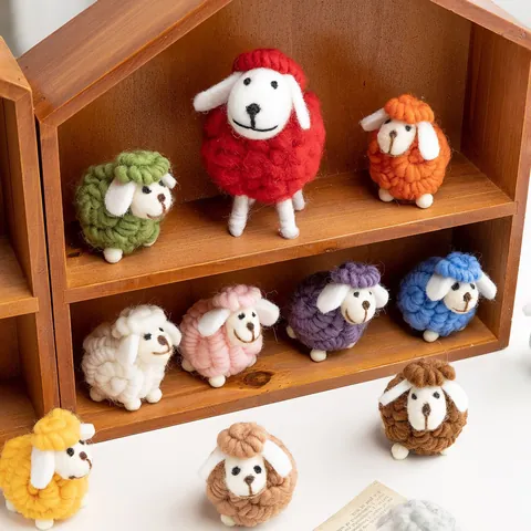 Handmade Felt Sheep Miniature Ornaments Nordic Style Christmas Desktop Decoration Doll Foam Felt Woolen Lamb Ornaments Multicolor