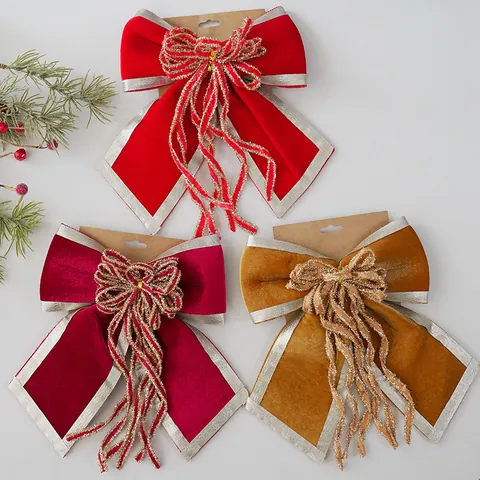 Große Weihnachts Schleifen Hängende Ornamente Glitzer Samt DIY Weihnachtsbaum Dekorationen Schleifen Für Festliche Feiertags Szene Dekoration Partyartikel