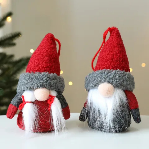 Christmas Mushroom Gnome Plush Ornament Flannel Artificial Fur Santa Doll For Holiday Home Party Window Decorations Gift