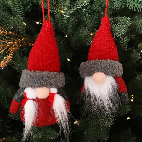 Christmas Mushroom Gnome Plush Ornament Flannel Artificial Fur Santa Doll For Holiday Home Party Window Decorations Gift