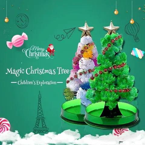 Magic Growing Christmas Tree Snowman Santa Claus DIY Paper Crystal Blooming Toy Science Experiment Kit Desktop Decoration