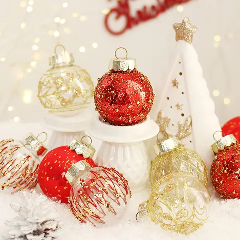 Luxury PET Plastic Christmas Ball Ornaments Set Painted Shatterproof Glitter Baubles For Holiday Tree Decoration Party