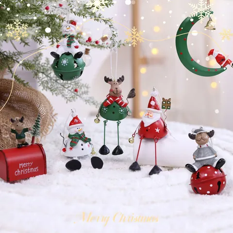Iron Christmas Hanging Ornaments Santa Claus Snowman Reindeer Metal Pendant Xmas Tree Decorations Festive Home Decor