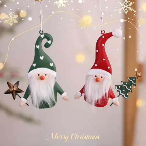 Iron Christmas Hanging Ornaments Santa Claus Snowman Reindeer Metal Pendant Xmas Tree Decorations Festive Home Decor