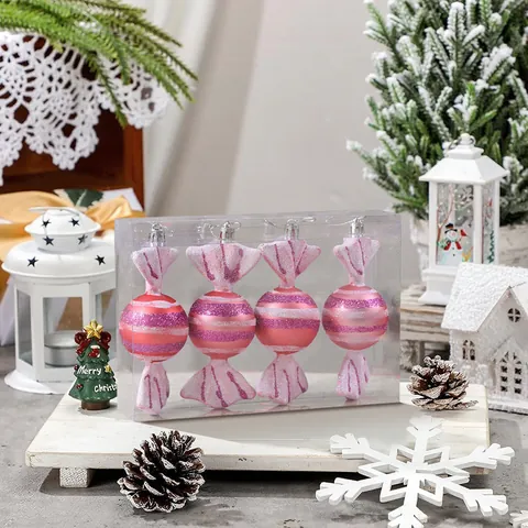 Addobbi Natalizi a Forma di Caramella Glitterata Pendenti per Albero di Natale Ghianda Pupazzo di Neve per Festa Casa Decorazione Festiva