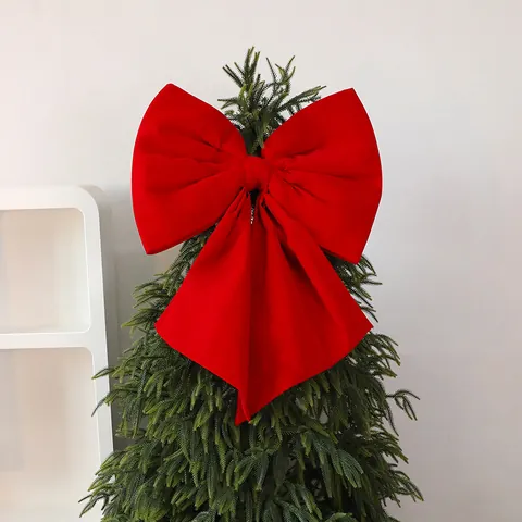 Large Velvet Christmas Bows Ornaments For Christmas Tree Decoration Shiny Silk Big Bowknot DIY Holiday Party Decor Tree Topper