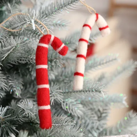 Handgefertigte Wollfilz Weihnachtsanhänger Zuckerstange Lolli Eiscreme Puppen Hängedekoration Für Weihnachtsbaum Zuhause Party Deko
