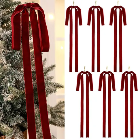 Velvet Christmas Bows Decoration For Christmas Tree Wreath Fireplace Red Wine Green White Black Bow Pendants Holiday Atmosphere Home Decor