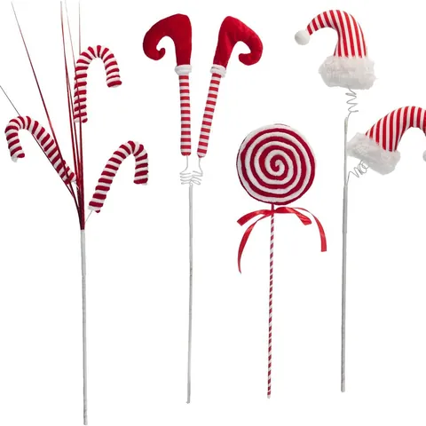 Christmas Tree Elf Legs Ornaments Knitted Hat Candy Cane Lollipop Insert Red White Striped DIY Festival Tree Decorations