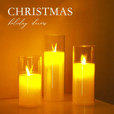 Luci Candela Elettroniche a LED Tazza di Vetro Fiamma Danzante Tremolante Luce Gialla Calda Decorazioni Natalizie Ornamenti a Batteria