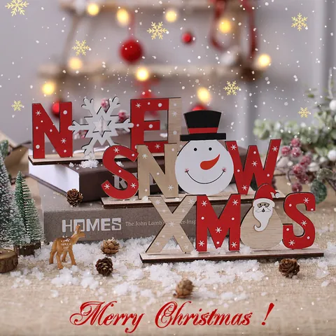 Kerst Houten Tafeldecoratie Kabouter Notenkraker Soldaat XMAS SNOW NOEL Letterborden LED Licht Feestdecoratie