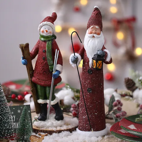 Weihnachtsschmuck aus Harz Handbemalt Weihnachtsmann Schneemann Elch Figuren Für Weihnachtsbaum Heimdekoration Feiertagstisch Ornamente