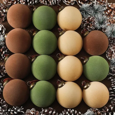 Bolas de Navidad Flocadas de Terciopelo Irrompibles Para Decoración de Árbol de Navidad Adornos Colgantes Para Fiestas en el Hogar