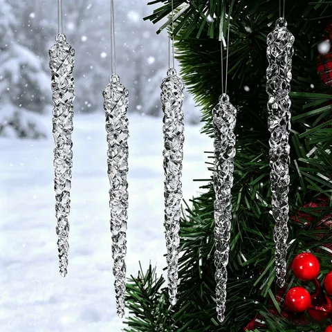 Transparante Kersthanger Acryl Ijspegels Sneeuwvlokken DIY Winter Decoratie Voor Bruiloft Hotel Feest Huis Kristal Hangers