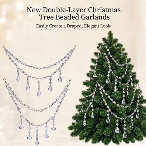 Transparent Acrylic Double Layer Christmas Tree Hanging Ornaments Crystal Icicle Snowflake Pendants For Wedding Party Decoration