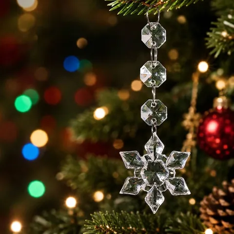 Acrylic Christmas Snowflake Pendant Decorations Clear Crystal Look Hanging Jewels For Wedding Window Xmas Tree Party Ornament