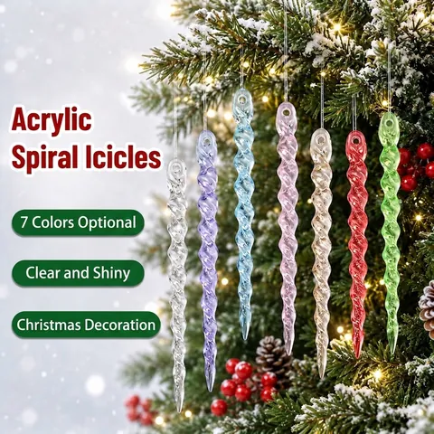 Weihnachten Transparent Spiral-Eiszapfen Hängedekoration Kunststoff Anhänger Für DIY Baumschmuck Festliche Party Zubehör
