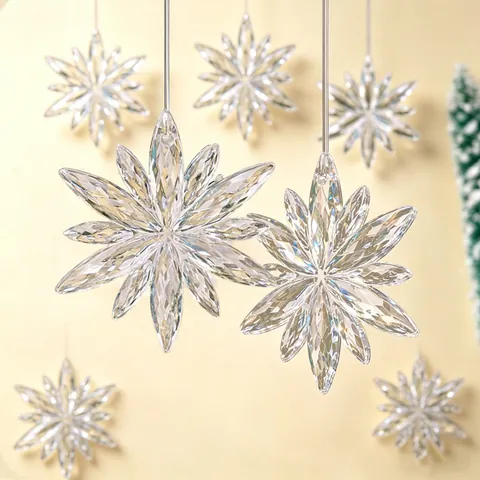 Acryl Kerst Sneeuwvlok Ornamenten Transparant Faux Kristal Ijspegel Hanger Hangende Decoraties Voor Boom Vakantie Bruiloft Decor