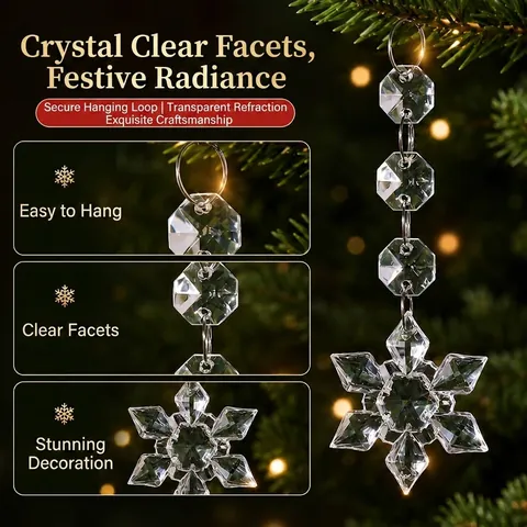 Acrylic Christmas Snowflake Pendant Decorations Clear Crystal Look Hanging Jewels For Wedding Window Xmas Tree Party Ornament