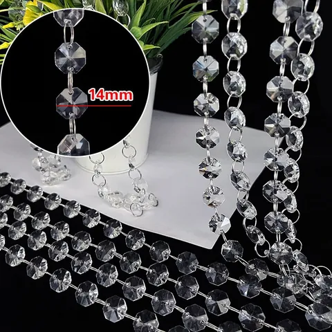 Ακρυλική Οκταγωνική Αλυσίδα Χάντρες Διακόσμηση Γάμου Σκηνής Οροφής Κρεμαστή Διακόσμηση Διάφανη Γιρλάντα Εφέ Κρυστάλλου για Πάρτι
