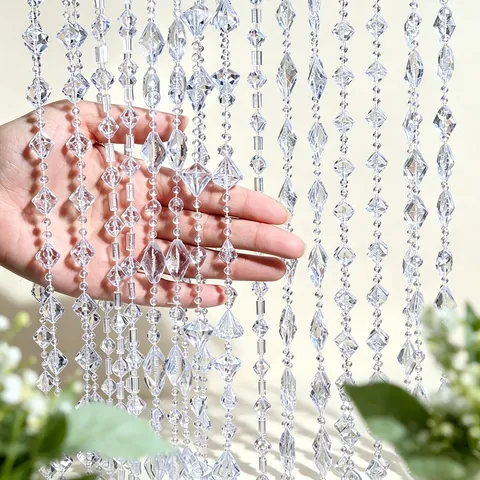 Acrylic Transparent Bead Chain Crystal Look Garland For Wedding Party DIY Door Curtain Hanging Decor Iridescent Bead String