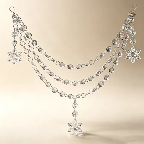 Christmas Tree Decoration 3-Layer Acrylic Octagonal Bead Chain Transparent Faceted Hanging Garland Ornament Holiday Decor
