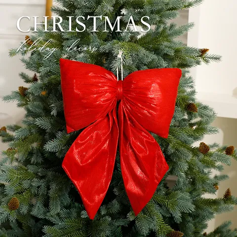 Large Christmas Velvet Bow Decoration For Tree Hanging Ornament Burgundy Gold Silver Bowknot For Mall Window Display Holiday Home Decor