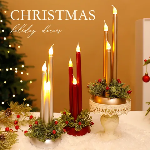 LED Flammenlose Elektronische Kerzen Weihnachtsdekoration Tischdekoration Gold Silber Rot Kunststoff Flackernde Kerzen