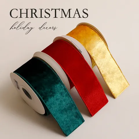 Luxury Christmas Velvet Ribbon Roll Soft Flannel Fabric For DIY Craft Gift Wrapping Home Holiday Party Wedding Decoration Sewing Accessories