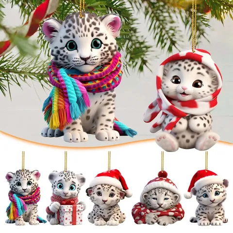 Simpatico Ciondolo Piatto in Acrilico con Tigre Cartone Animato Ornamento da Appendere per Specchietto Retrovisore Auto Decorazione Natalizia