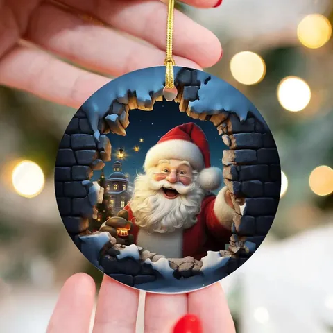 Acrylic Christmas Tree Hanging Ornament Creative Flat 3D Penguin Design Festive Home Holiday Party Decoration Pendant Gift