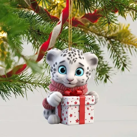 Simpatico Ciondolo Piatto in Acrilico con Tigre Cartone Animato Ornamento da Appendere per Specchietto Retrovisore Auto Decorazione Natalizia