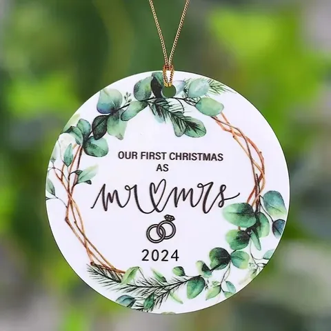 Round Acrylic Christmas Tree Ornaments Hanging Pendant Decorative Gift For First Christmas Anniversary Teachers Friends Family