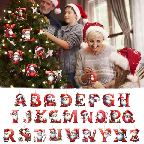 Ακρυλικά Χριστουγεννιάτικα Μενταγιόν Με Γράμματα Και Σχέδιο Άγιου Βασίλη Κρεμαστά Διακοσμητικά Για Χριστουγεννιάτικο Δέντρο Και Αυτοκίνητο