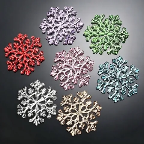 Pendentif de Flocon de Neige de Noël Coloré Plastique Simulation Cristal Décoration d'Arbre de Noël Fenêtre Ornement de Fête