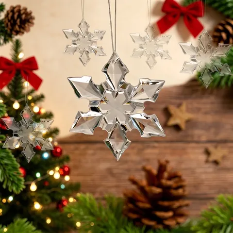 Heldere Acryl Ruitvormige Sneeuwvlok Hanger Hangend Ornament Voor Kerstboom Bruiloft Feest Decoratie Imitatie Kristal Hanger