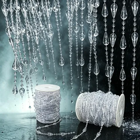 Chaîne de Perles en Acrylique Transparent Goutte d'Eau Pour Décoration de Mariage DIY Rideau de Porte Suspendu