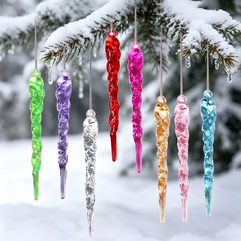 Acrylic Spiral Icicle Pendant Crystal Look Hanging Ornament For Christmas Tree Wedding Party Festive Decor Multiple Colors