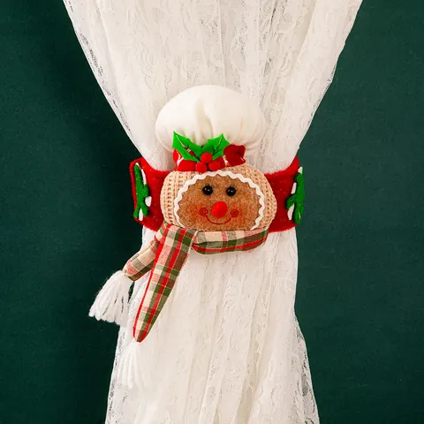 Hebilla de Cortina de Tela de Navidad Hecha a Mano Hombre de Jengibre Sujetador de Ventana Adornos Festivos de Vacaciones