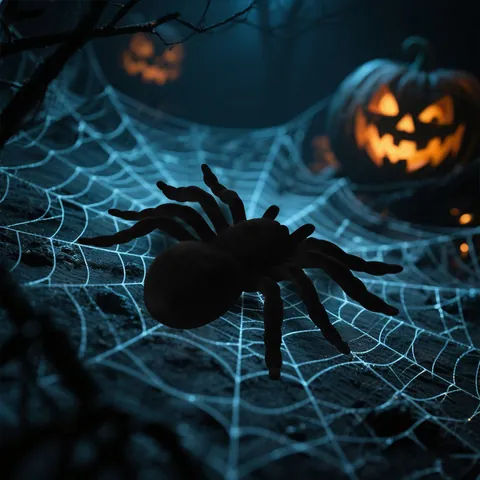 Décoration Araignée en Peluche Réaliste Halloween Araignée Géante Noire Floconnée Jouet de Farce pour Fête Maison Décor