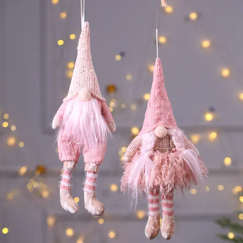 Décorations de Gnome de Noël Européen Elfe en Peluche Poupée sans Visage Décor Suspendu pour Sapin de Noël Maison Fête