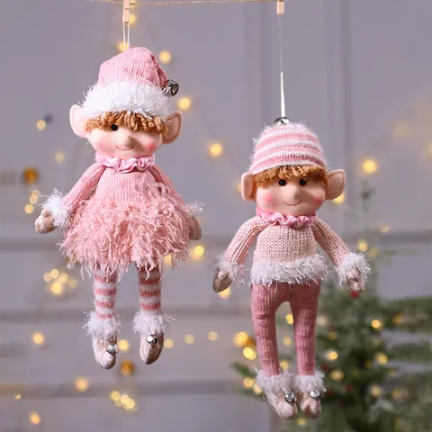 Décorations de Gnome de Noël Européen Elfe en Peluche Poupée sans Visage Décor Suspendu pour Sapin de Noël Maison Fête