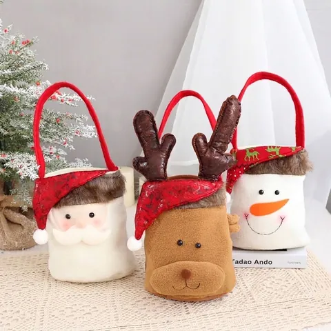 Decoraciones Navideñas Bolsas de Regalo Creativas para Niños Reno Papá Noel Muñeco de Nieve Bolsas de Caramelos Fieltro