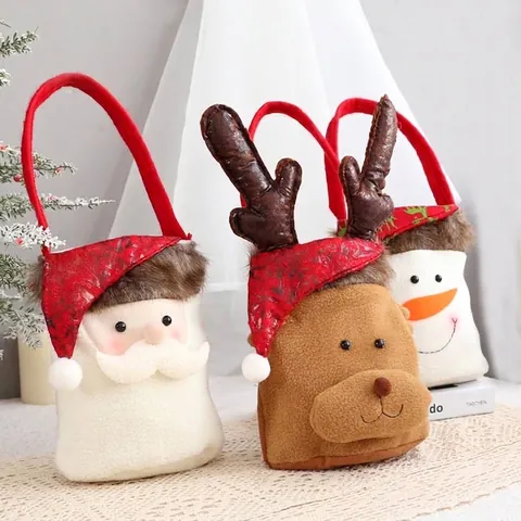 Decoraciones Navideñas Bolsas de Regalo Creativas para Niños Reno Papá Noel Muñeco de Nieve Bolsas de Caramelos Fieltro