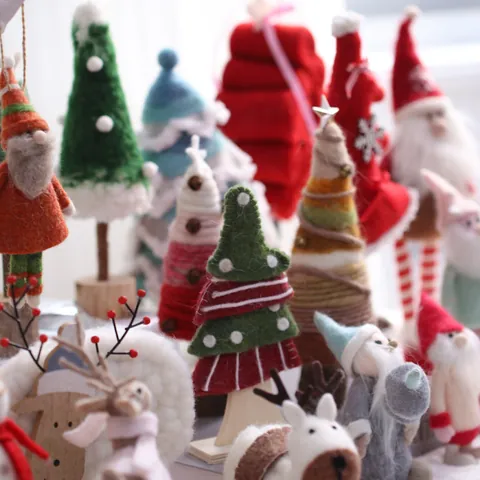 Natale Babbo Natale Alce Albero Feltro di Lana Ornamento da Scrivania Fatto a Mano Decorazione per Festa in Casa Nordica