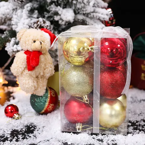 Weihnachtsdekoration Set Plüschbär Anhänger Schneebeflockter Baum Beerenkranz Kugel Ornamente Für Feiertag Zuhause Desktop Party Deko