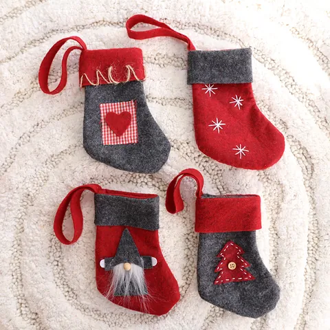 Weihnachten Filz Hängende Ornamente Set Schneeflocke Rentier Weihnachtsmann Socke Zuckerstange Lutscher Für Xmas Baum Party Deko