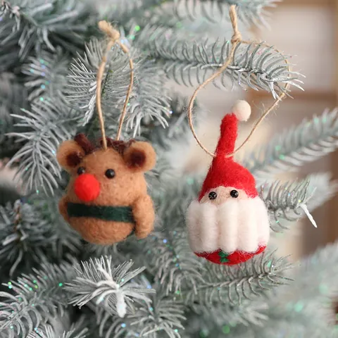 Weihnachten Filz Hängende Ornamente Set Schneeflocke Rentier Weihnachtsmann Socke Zuckerstange Lutscher Für Xmas Baum Party Deko
