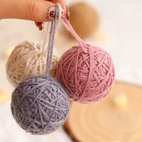 Christmas Yarn Wrapped Decorative Balls Polyester Fiber Balls For Christmas Tree DIY Wreath Door Hanging Festive Home Party Decoration