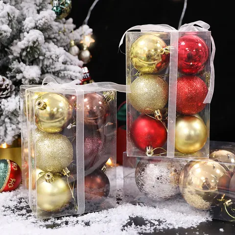 Plastic Christmas Ball Ornaments For Christmas Tree Decoration Shiny Matte Glitter Holiday Party Xmas Hanging Ornaments